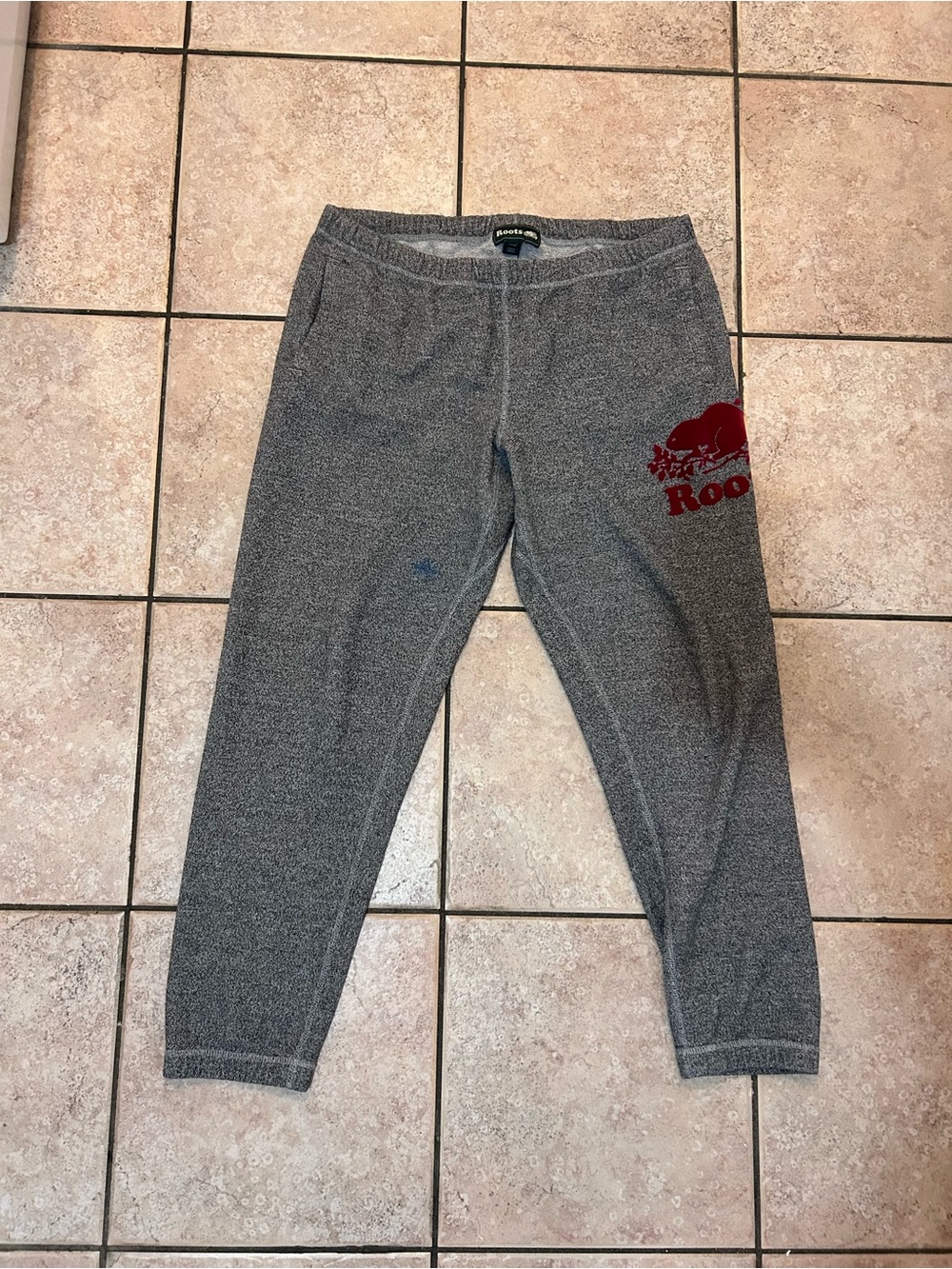 Roots women’s Gray Sweatpants with Red Logo Accent